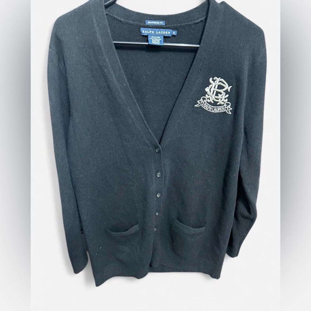 Ralph Lauren Black Cardigan with Logo